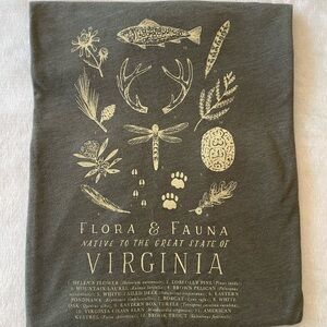 Graphic Olive GreenT-Shirt Flora & Fauna of Virginia. Large
